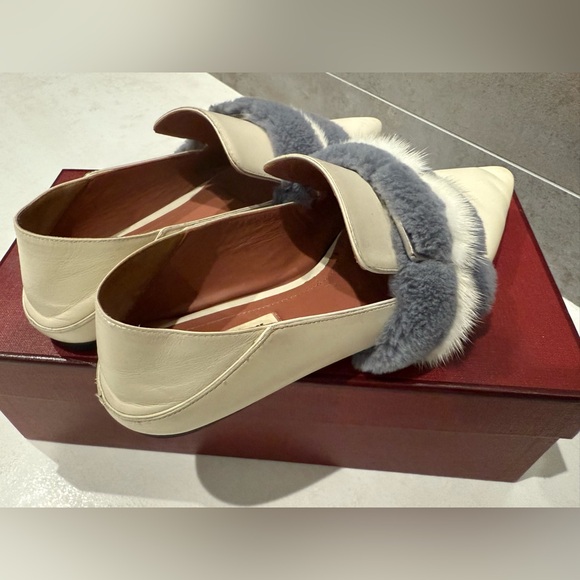 Bally Hamelia Ladies Bone Calf Leather Fur Pumps In US 6 (pre-owned) - Picture 2 of 6